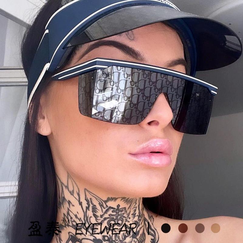 

Sunglasses Fashion Square Woman Brand Designer Sun Glasses Female Big Frame One-piece Mirror Gradient FemininoSunglassesSunglasses