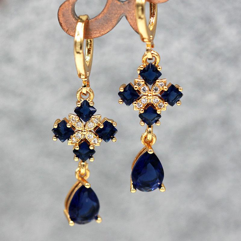 

Dangle & Chandelier Bohemian Gold Copper Drop Earrings For Women Luxury Jewelry Accessories Colorful Zircon Wedding Party GiftDangle