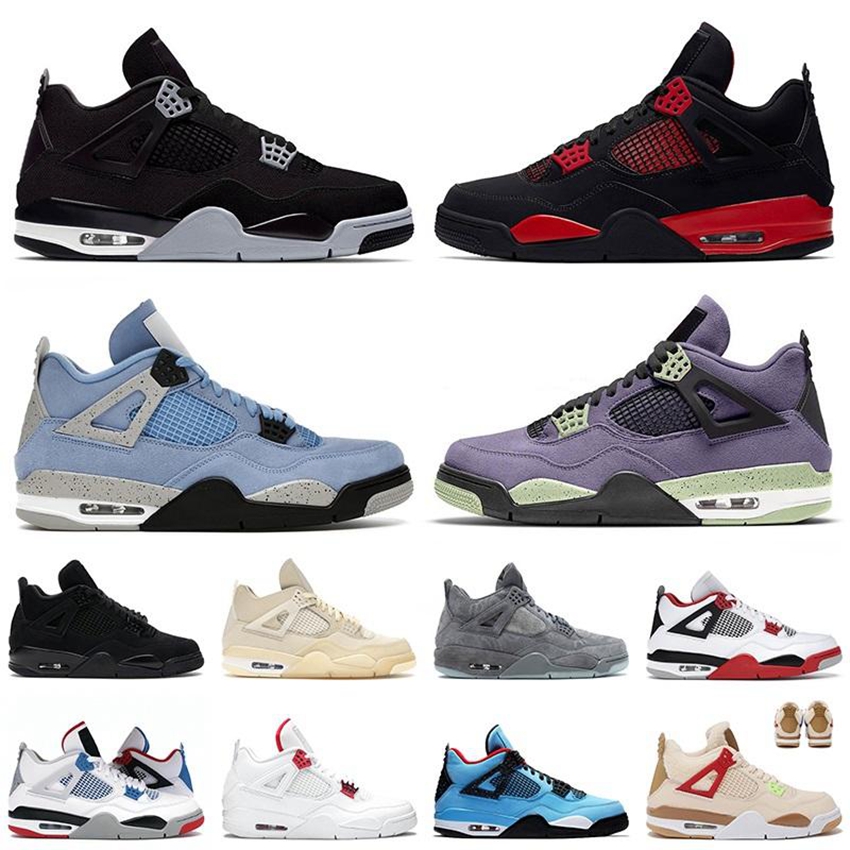 

4s Mens Basketball Shoes Jumpman 4 OG Sneakers White Cement DIY Desert Moss Cactus Jack Purple Metallic Fire Red Thunder Black Canvas Men Women High Trainers 7-12, 22