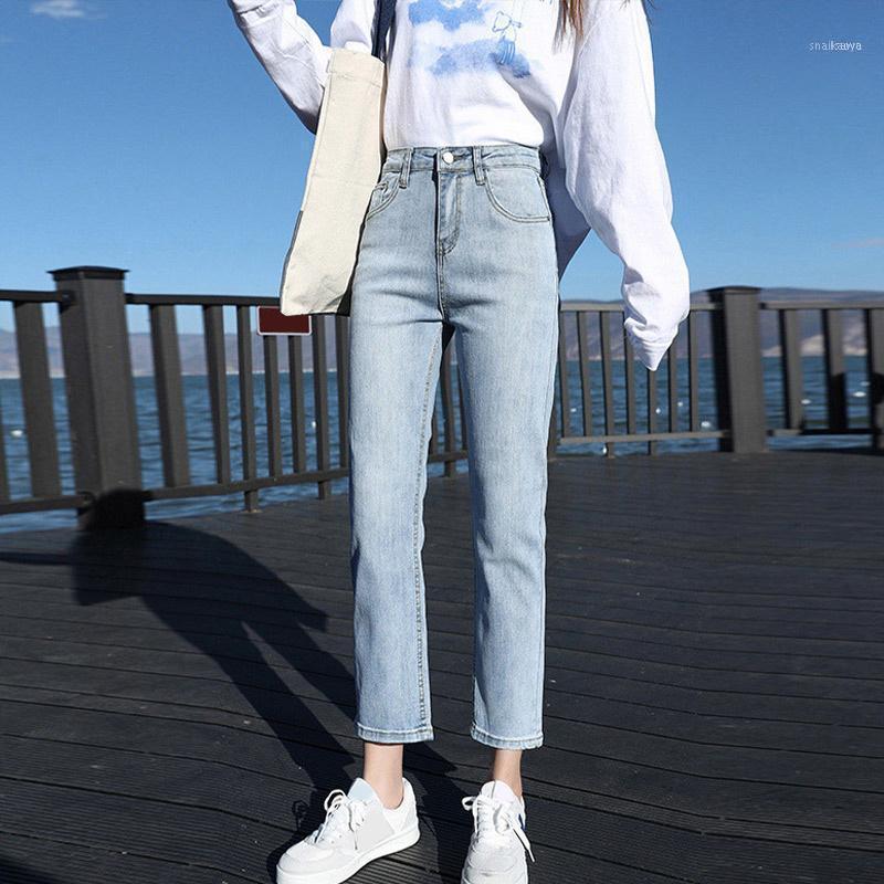 

Women's Pants & Capris 2022 Women Jeans Asymmetrically Cut Vintage Straight Original Denim Washed Cropped Rinse Twisted Seam, Retro blue