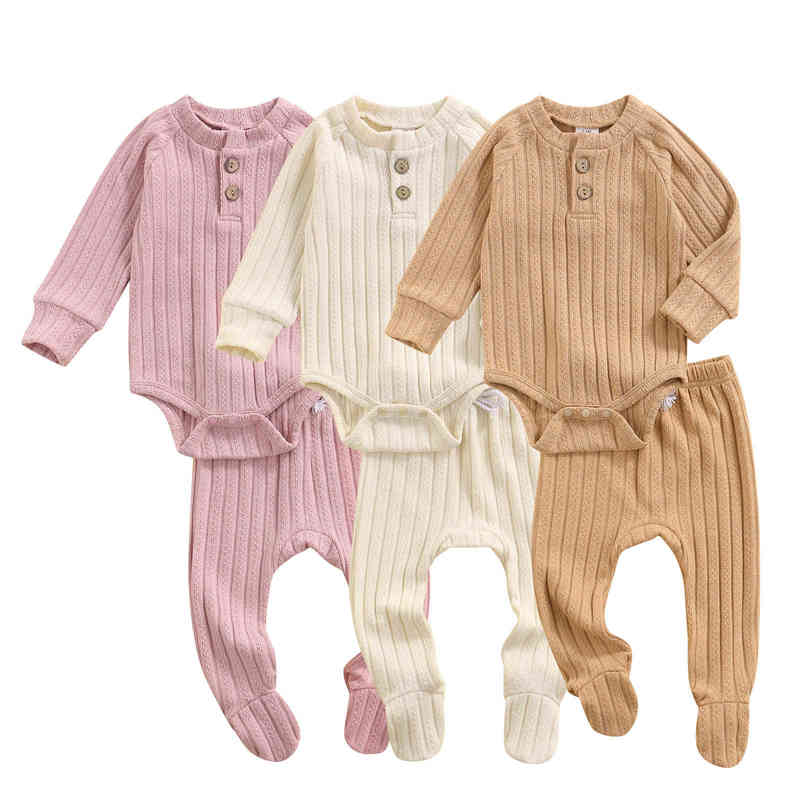 

Citgeett Autumn Solid Newborn Baby Boy Girl Casual Clothes Set Long Sleeve Romper And Pantihose Spring J220712