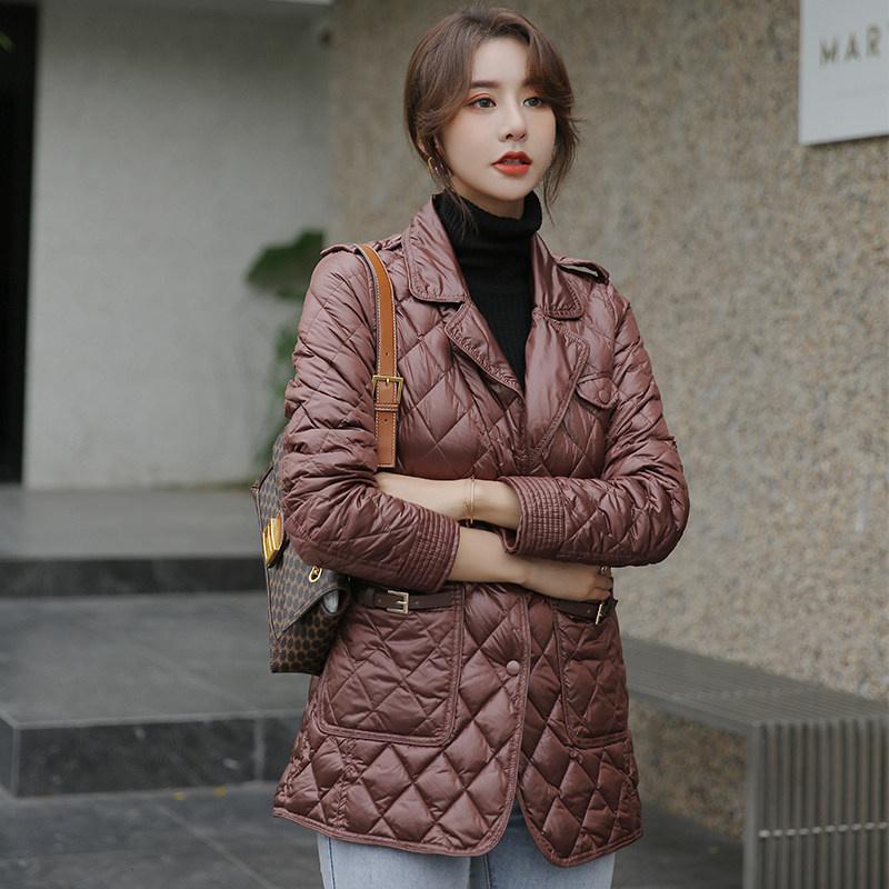 

Women' Down & Parkas Winter Light Jacket Women' Medium And Long Fashion Ling Grid Suit Collar White Duck Casual Coat FashionWomen, Black