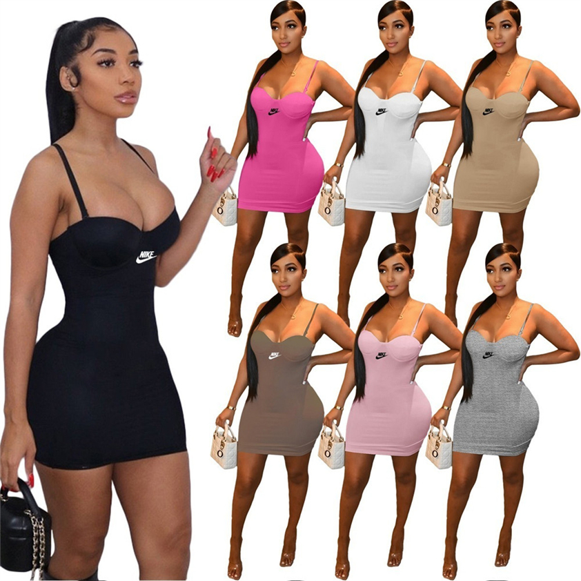 

Brand Designer Womens Clothing Sexy Spaghetti Strap Mini Dress Bodyshaping Skinny Summer Strapless Sundress Sexy Party Club Daily Wear Black White Khaki 7761-b, Mix colors