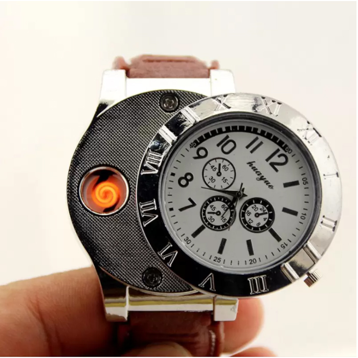 

Creative Watch Windproof Lighters Metal Rechargeable Plasma USB Cigarette Lighter Tool Exquisite Gift for Men