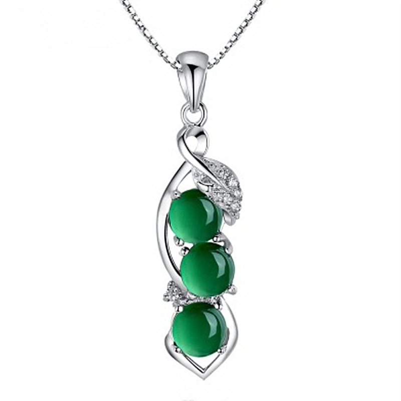 

Small Pea Pendant Chrysoprase String Bean Pendant White Gold Plated Red Onyx Necklace