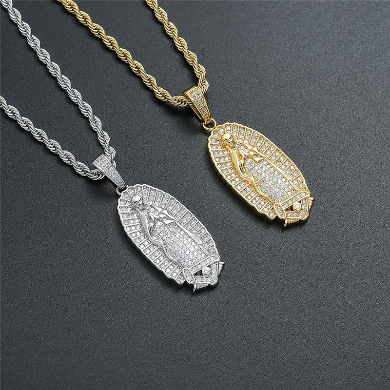 

Pendant Necklaces Gold Silver Color Virgin Mary For Women Men Church Christian Prayer Jesus Necklace Hip Hop Crystal Religion JewelryPendant