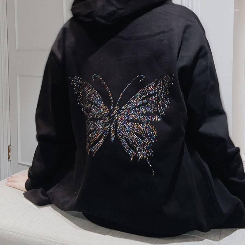 

Women's Hoodies & Sweatshirts Butterfly Hoodie Y2k Aesthetic Women Fairy Grunge Long Sleeve Hooded Tops 2000s Sweatshirt Cothic Punk Coat Ca, As photo shows