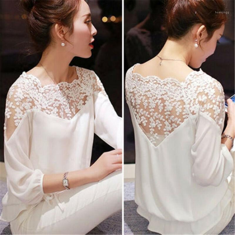 

Fashion Womens Casual Long Sleeve Floral Lace Blouse Ruffle Ladies LooseTops Women' Blouses & Shirts, Black