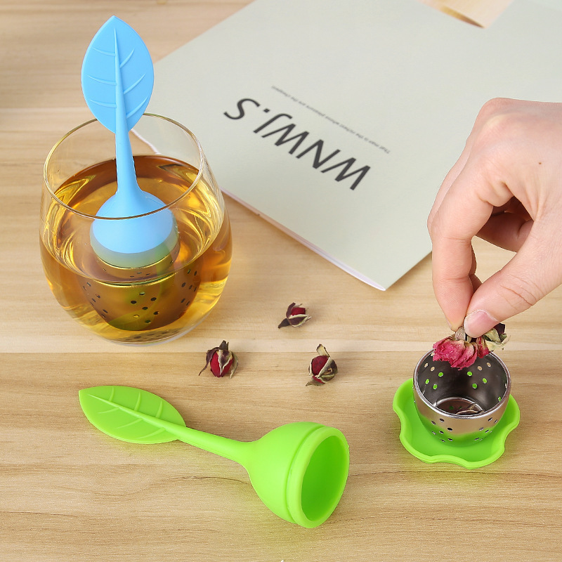 

Tea Bag Silicone Infuser with Tea Leaf Strainer Stainless Steel Filter Device Loose Herbal Spice Filter Diffuser Come with Trays