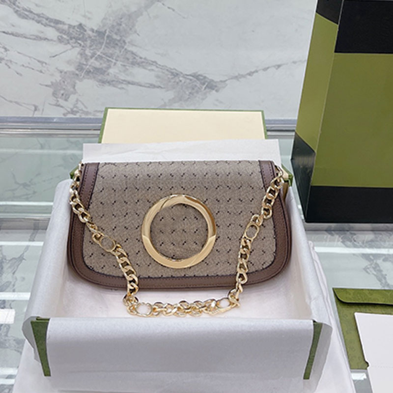 

Chain Blondie Under Arm Bag Single Shoulder Axillary Bags Women Handbag Purse Top Quality Canvas Cowhide Genuine Leather Classic Letters interlocking Buckle Pouch, Not sold separately