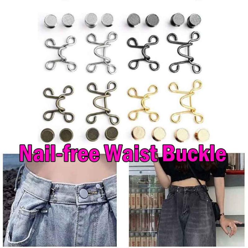 

Belts 27/32MM Nail-free Waist Buckle Closing Adjustable Snap Button Removable Detachable DIY Invisible Clothing Pant Sewing ToolBelts, Black