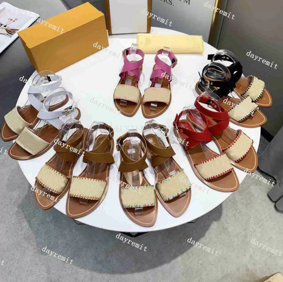 

Women Sandals LOCK IT Lock It Flat Mule Slippers Passenger Horizon Silhouette Dress Straw Sandal Triple Black Brown Ladies Summer Flat Shoes Fashion Slide, Color 1