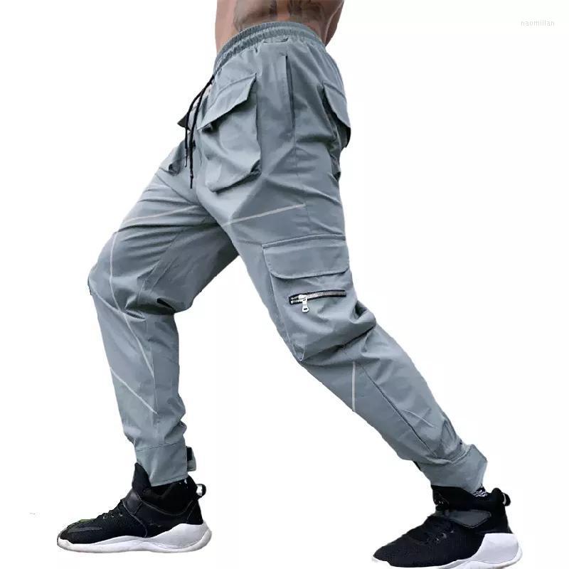 

Men's Pants Cargo 2022 Men Sports Casual Trendy Loose Straight Reflective Running Training Trousers Joggers For MenMen's Naom22, White