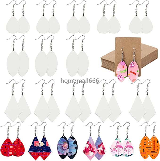 

DHL SHIP Sublimation Blank Earrings Bulk Heat Transfer Earrings Unfinished Wood Transfer White Earring with Hooks for DIY Jewelry Making AA