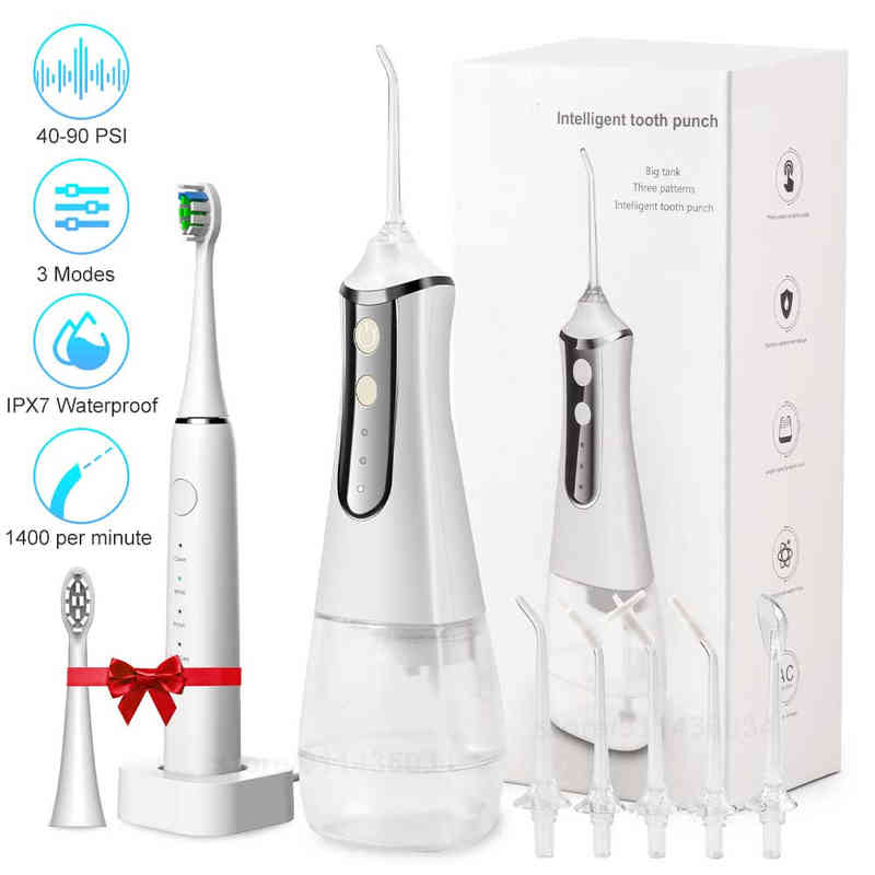 Professional Dental Water Jet Oral Irrigator Electric Toothbrush Gift Cordless Tooth Cleaner Rechargeable USB Flosser 220601
