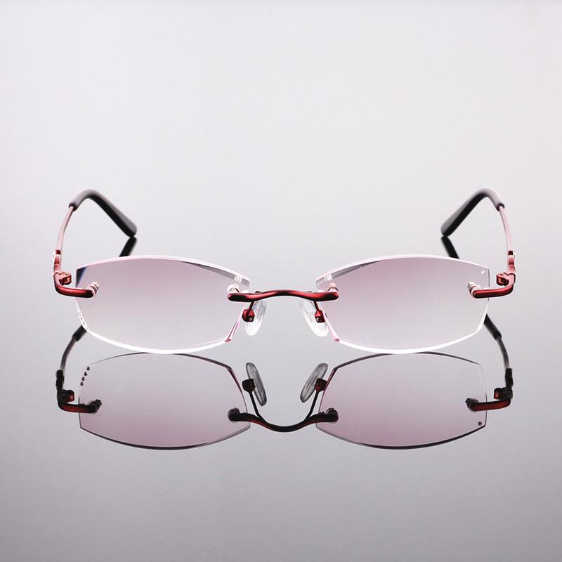 

Sunglasses Design Fashion Woman's Rhinestone Rimless Reading Glasses Frame Red Colour Women Style Presbyopia For WomanSunglasses