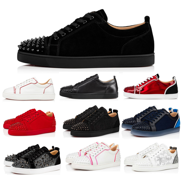 

2023 Red Bottomed Designer Shoes Men Women Loafers Rivets Low Studed Black Sude White With Holes Sneakers Trainers With Box Size 35-47, 21