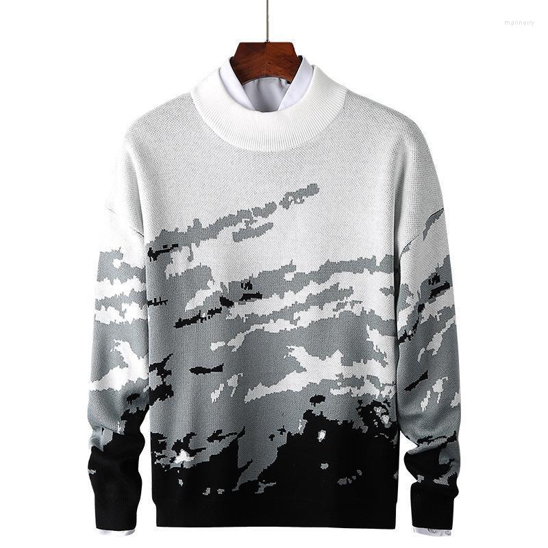 

Men's Sweaters 2022 Casual Winter Men Long Sleeve Knitted Pullover Tops Fashion O-neck Print Sweater Hip Hop Shirt Mari22, Mxl982white