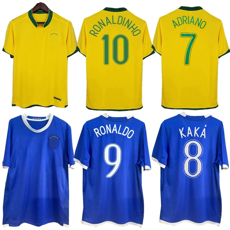 

2006 Brasil retro soccer jerseys KAKA Ronaldo Ronaldinho vintage camisa BraziLS ADRIANO kits, Home wc 2006 jersey