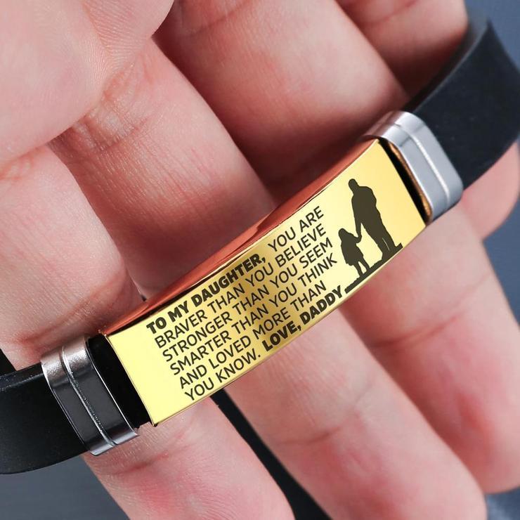 

Charm Bracelets To My Daughter From Daddy Hand-Woven Retro Multi-Color Bracelet DIY Engrave Leather Steel Jewelry Christmas GiftsCharm