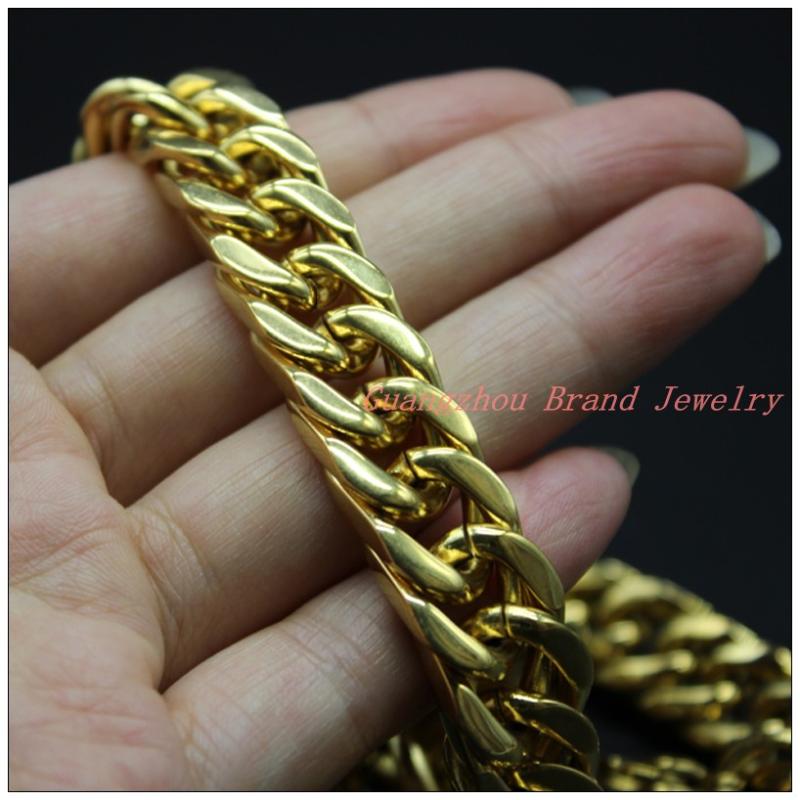 

Chains 8-40" 12mm Charming Jewelry 316L Stainless Steel Gold Color Cuban Curb Link Chain Mens Boys Necklace ToneChains