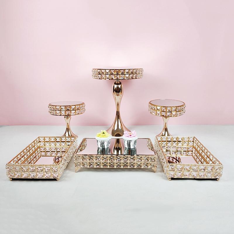 

Other Bakeware 3pcs-6pcs Square Crystal Metal Cupcake Decorations Dessert Pedestal Party Display Cake Tray