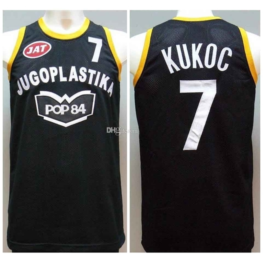 

Nikivip Toni Kukoc #7 JUGOPLASTIKA POP 84 YUGOSLAVIA Black Retro Basketball Jerseys Mens Stitched Custom Any Number Name