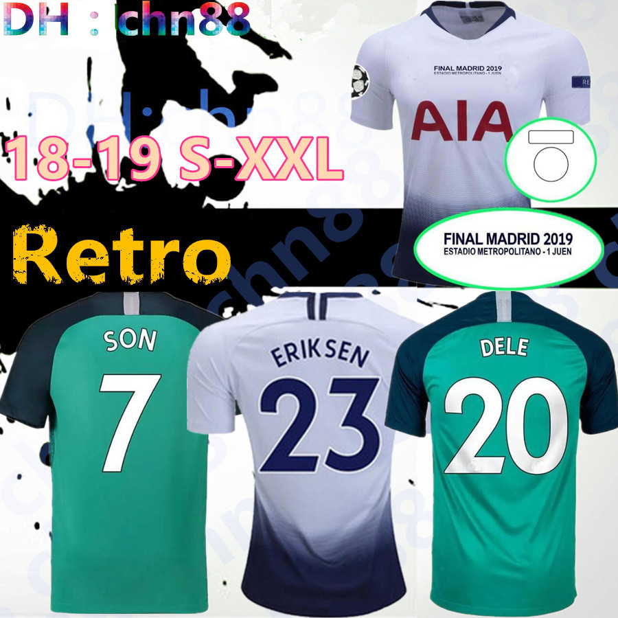 

Retro classic soccer jerseys TRIPPIER ALDERWEIRELD VERTONGHEN LLORENTE KANE ERIKSEN SON SISSOKO ALLI LUCAS DIER Tottenham 18 19 final home 3rd football shirt, Away