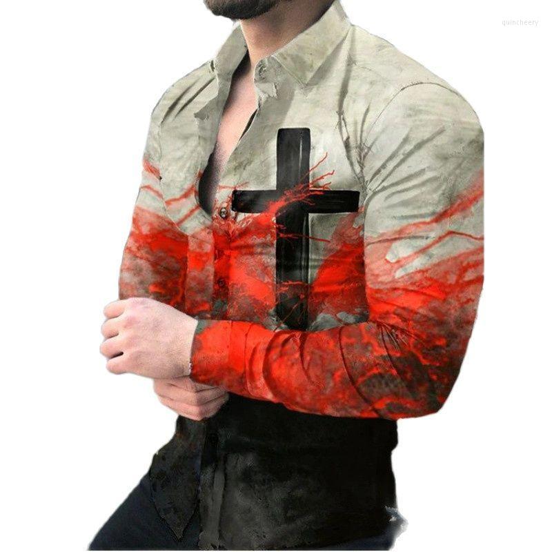 

Men's Dress Shirts Men's Gradient Printed Long Sleeve ShirtMen's Quin22, Greyish red