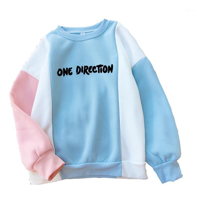 

Women's Hoodies & Sweatshirts One Direction Hoodie Women Contrast Color Splicing Fleece O-neck Sweatshirt Casual Harajuku Merch Sudaderas Cl, Pink