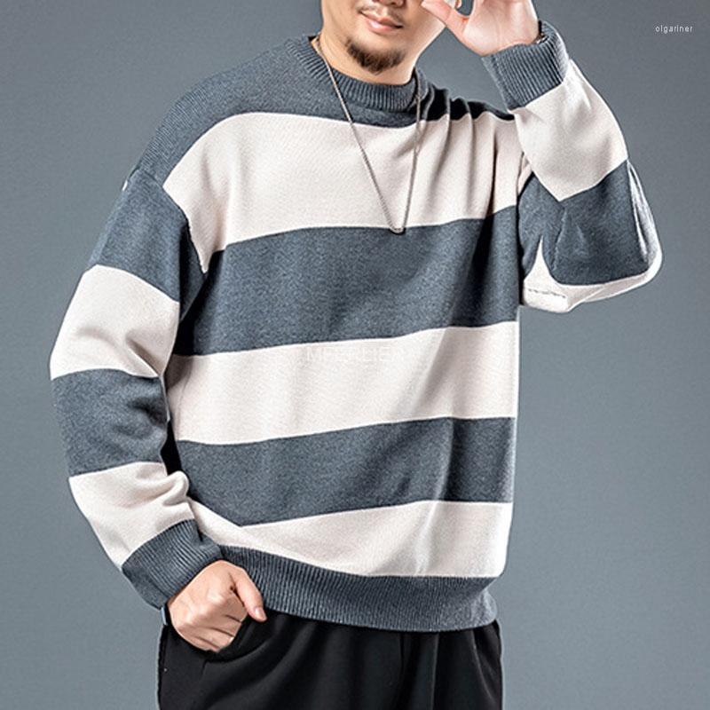

Men's Sweaters Autumn Winter Large Size Sweater 7XL 6XL Bust 140cm Striped Oversize MaleMen's Olga22, Gray