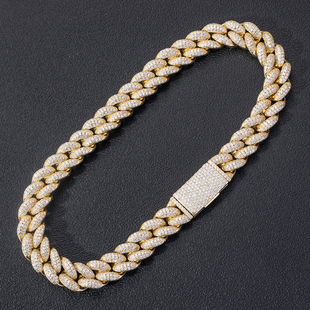

Men Hip Hop Diamond Necklace Bracelet Cuban Link Chain 5A Cubic Zirconia Stone Designer Necklaces Mens Bracelets Man 14K Real Gold Plating HipHop Ice Out 20mm Chains