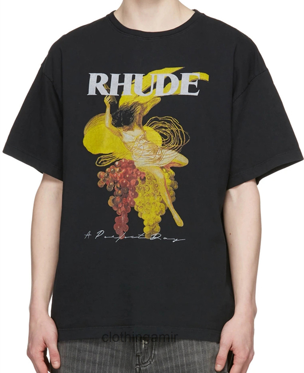 

2022 Mens Fashion t Shirt Designer Tshirts Brand Rhude Saint' Grape Print Men' Women' Short Sleeve T-shirt SERC, White
