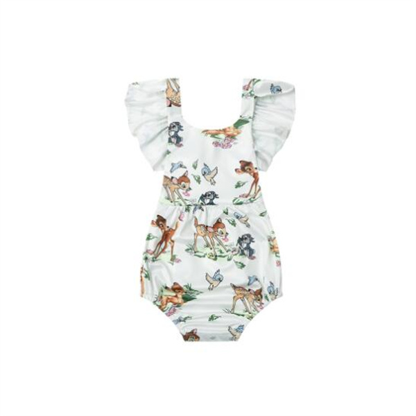 

Toddler Infant Newborn Baby Girl Deer Sleeveless Bodysuit Jumpsuit Headband Clothes Outfit 2Pcs Sets GC1352, Photo