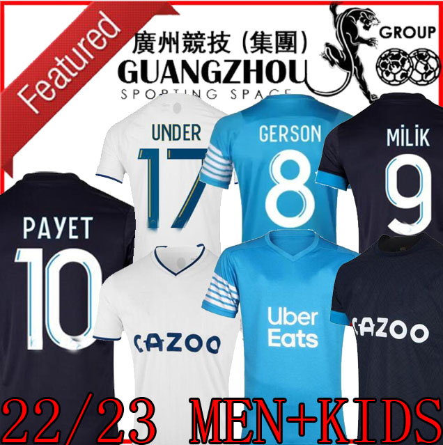 

PAYET 22 23 Soccer jerseys GERSON milik maillot de foot FANS player 2022 2023 Under GUENDOUZI man KIDS football shirt hommes enfants KONRAD Marseille SALIBA PAPIN, 22/23 home