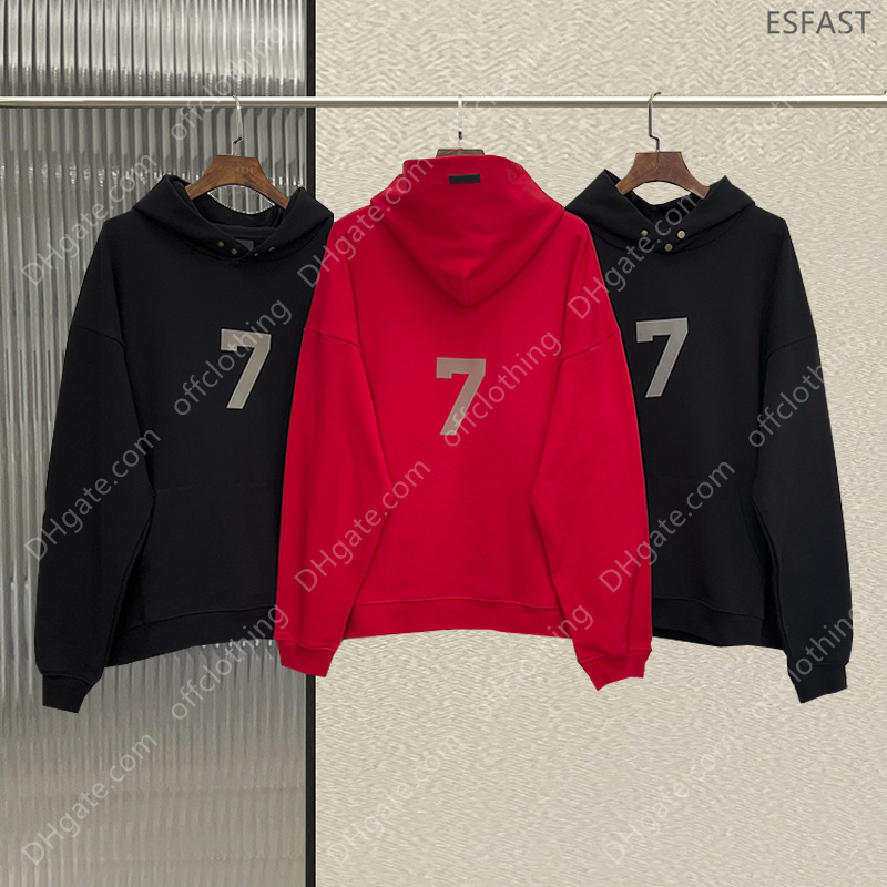 

Essential Hoodies Fashion Brand Jerry Lorenzo Sweatshirt Season 7 Flocking Hip Hop Loose Men' and Women' Hoodie, Black