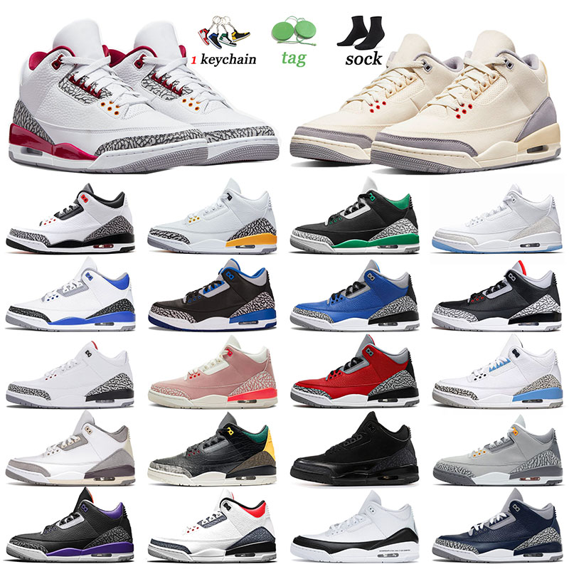 

Muslin 3 Trainers Jumpman Basketball Shoes Cardinal Red Pine Green Cour Purple Fragment UNC 3s Designer Sneakers Sports Black Cat Georgetown Cool Grey Women Men US 13, 36-47 se unite fire red