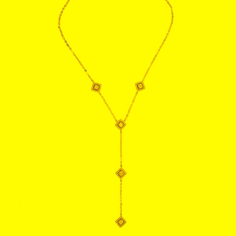 

Chains Silver Color Square Pendant Tear Drop Drip Charm Lariat Y Shape Sexy Women Summer Lucky Long Necklace 41 5cm ChainChains