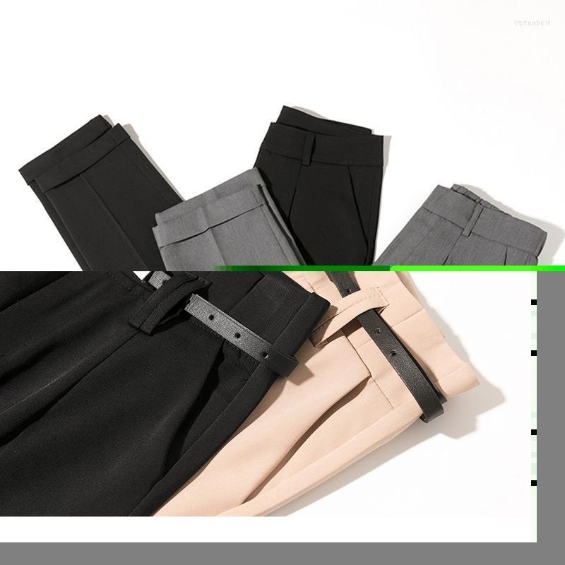 

Women' Pants & Capris 2022 Chic Fashion Office Wear Haren Women Bottoms Pant Vintage High Waist Zipper Female Folds Trousers BFA852, Black