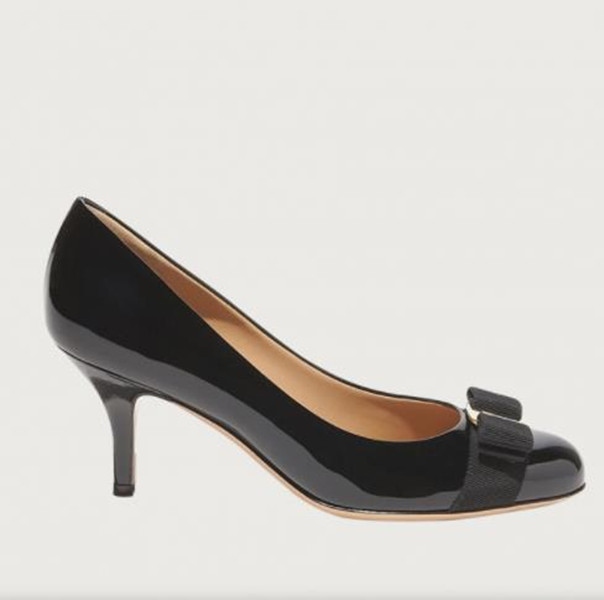 

VARA Ballet Flat Shoes women's original bow thick heel round head single large bottom work shoes bright leather brands Design, C1