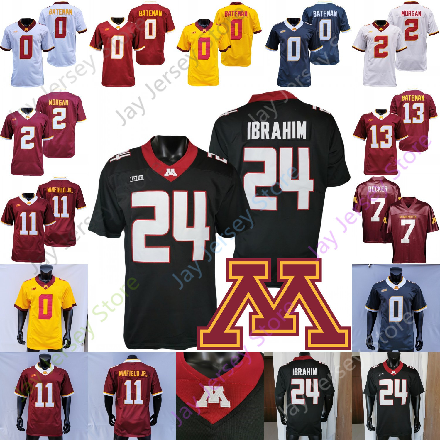 

Minnesota Golden Gophers Football Jersey NCAA College Tanner Morgan Rashod Bateman Antoine Winfield Jr. Ibrahim Daniel Jackson Dylan Wright, Yellow i