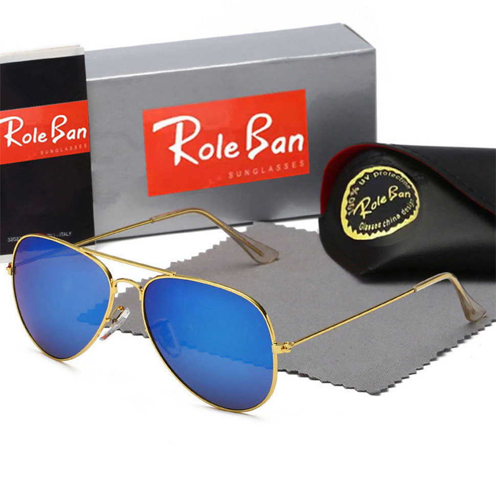 

Role Ban Men Classic Brand Retro women Mirror Sunglasses Pilot Luxury Designer Eyewear Metal Frame Sun Glasses 58mm UV Protection spectacle Glass Lens eyeglass