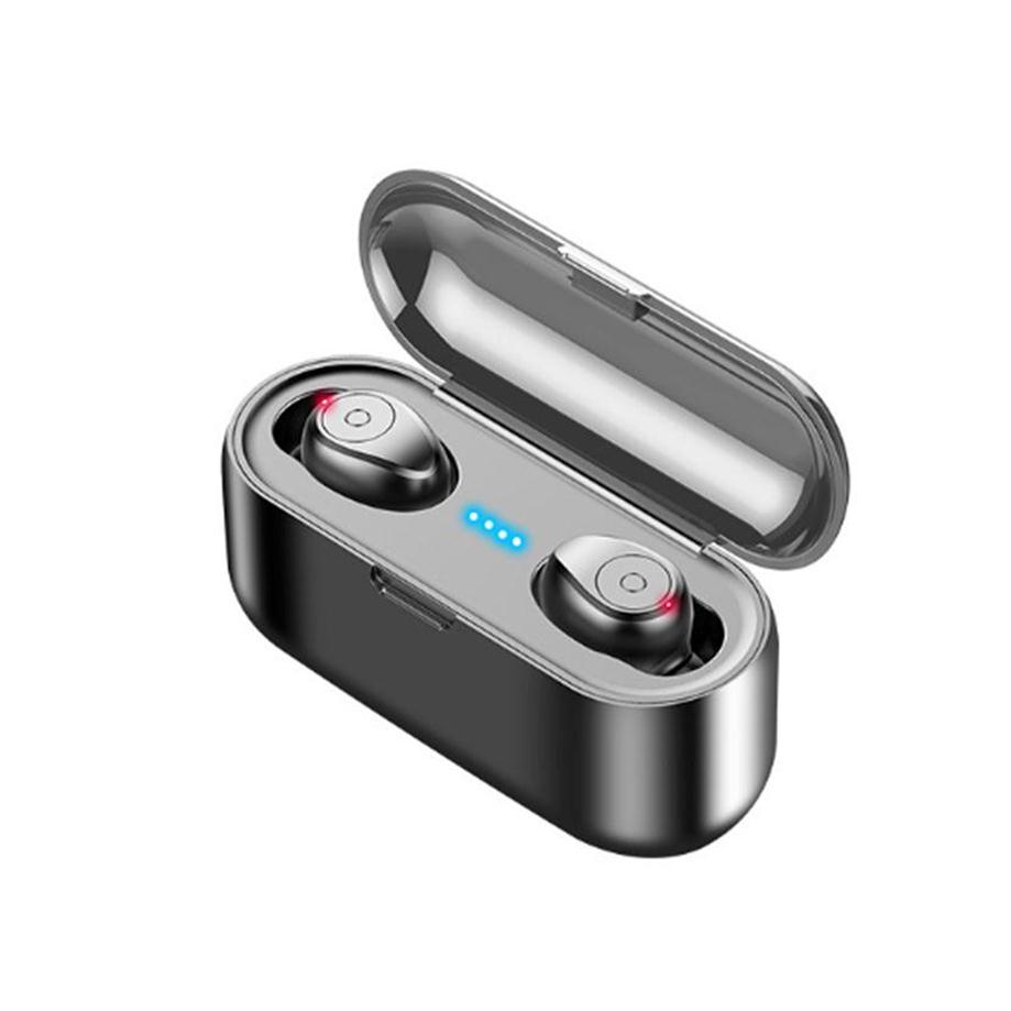 

F9 TWS Bluetooth V5.0 Earphone Wireless Earphones Stereo Sport Wireless Headphones Earbuds headset For iPhone Xiaomi275z236i, Black