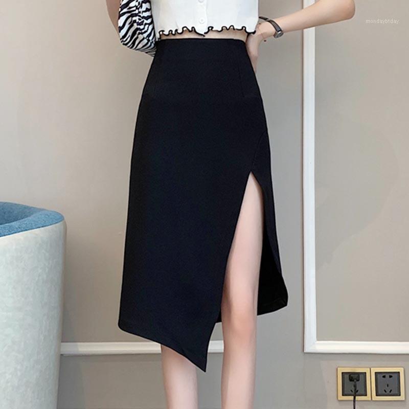 

Skirts Korean Style Y2K Split Women Elegant Designer Ethos Chic Black Irregular Sexy High Street Party Summer 2022