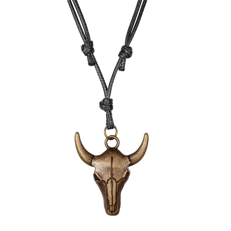 

Pendant Necklaces Design Personality Tribal Bone Necklace Male Long Leather Neckles Rope Chain Neckless Punk Animal Head Jewelry