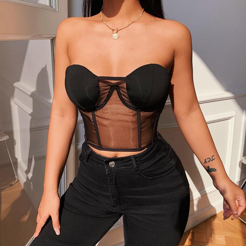 

Bustiers & Corsets Black Strapless Tops With Female Outside Wear Waist Belt Ins Small Spice Wind Chest Brief Paragraph VestBustiers, See chart