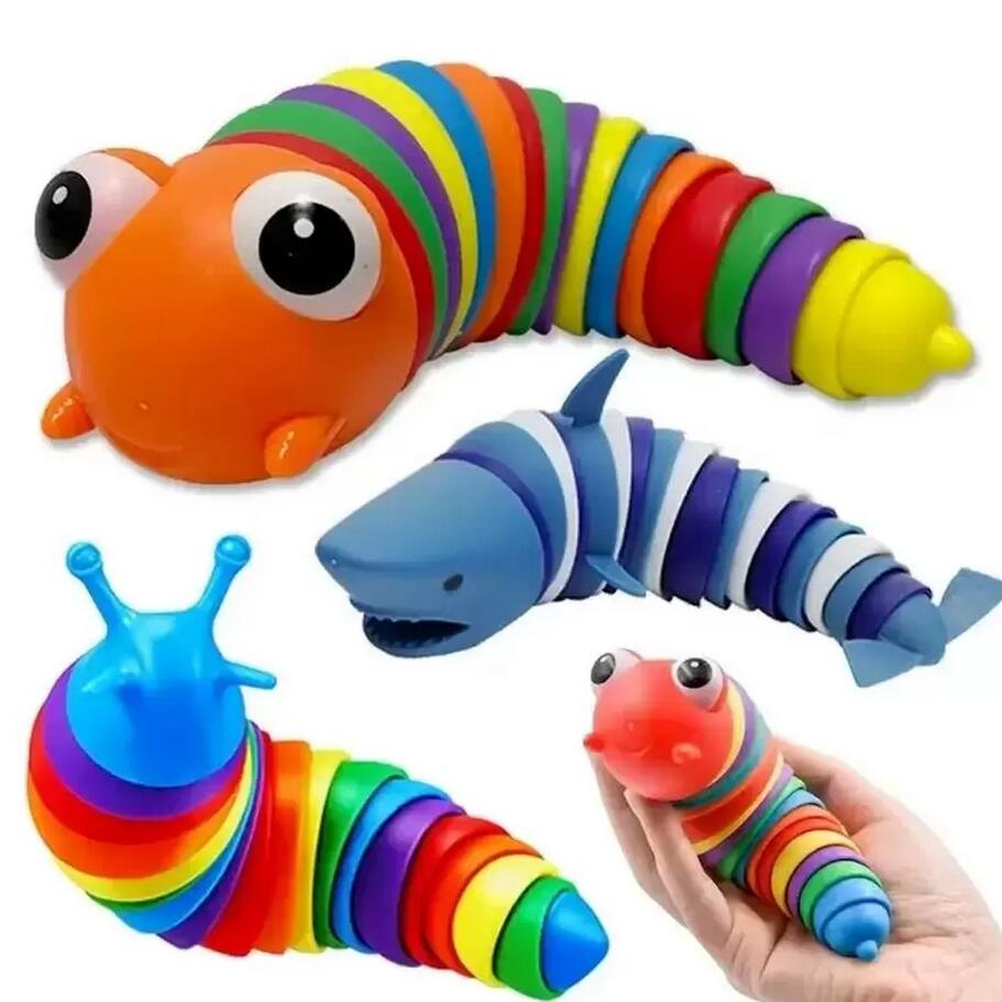 

New Fidget Decompression Toy Slug Articulated Flexible 3D Slugs Fidget All Ages Relief Anti-Anxiety Sensory Toys for Children Adults