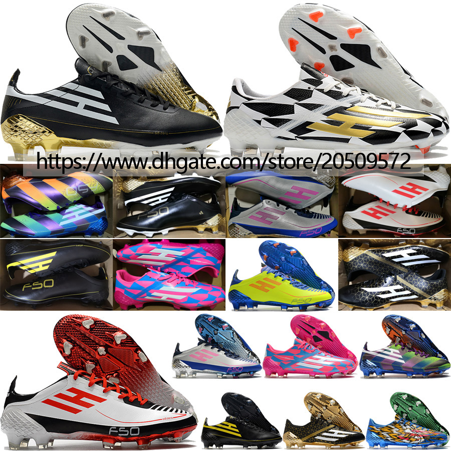 

Send With Bag Mens F50 Ghosted FG Soccer Boots Top Quality Soft Leather Football Cleats Silver Eagle Multi Yellow Blue White Red Black Pink Gold Soccer Shoes US6.5-11.5