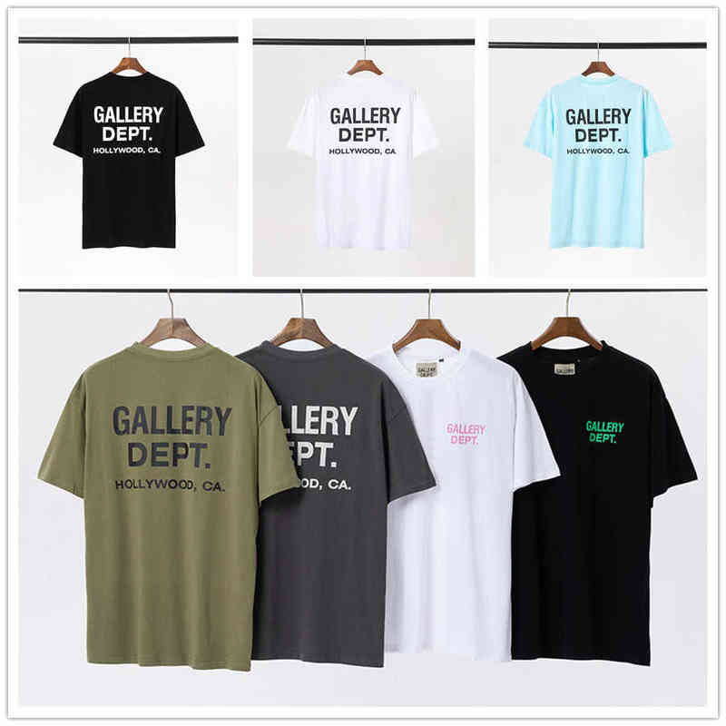 

Designer Luxury Brand Rhude High Quality t shirt American Fashion Brand Gary Dept Letter Printed Short Sleeve t shirt for Men and Women High Street Half, Gray