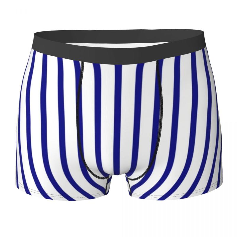 

Underpants White And Blue Line Underwear Vintage Striped Print 3D Pouch Boxershorts Customs Boxer Brief Elastic Men Panties Large SizeUnderp